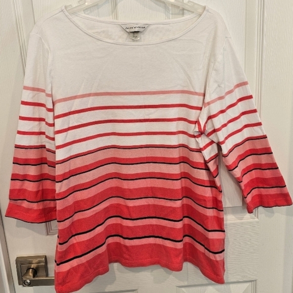 Christopher & Banks Women's Pink Ombre Striped 3/4 Sleeve Tee Size--Large - Picture 4 of 5